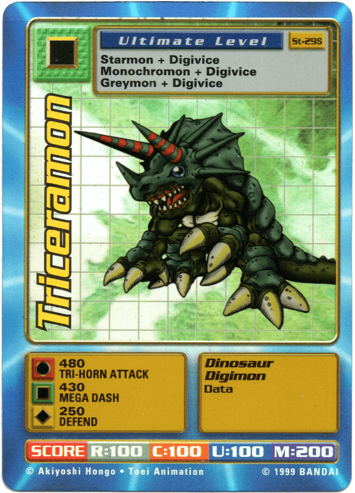 Digimon Digi-Battle Starter Set Holo Chase Cards Triceramon - ST-29S Card Thumbnail