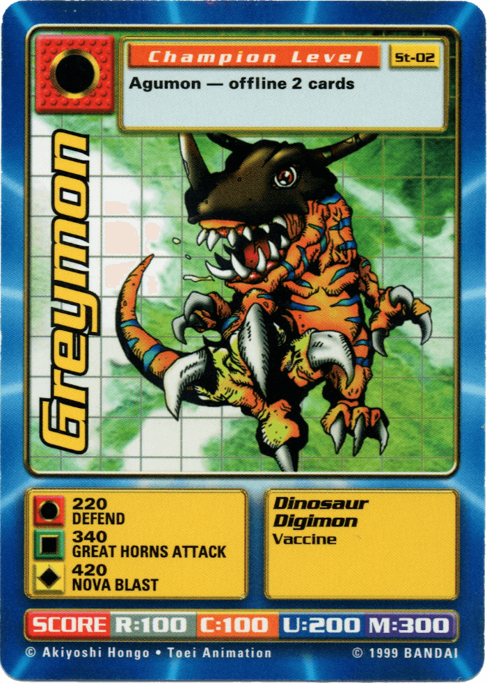 Digimon Digi-Battle ST-02 Greymon Card