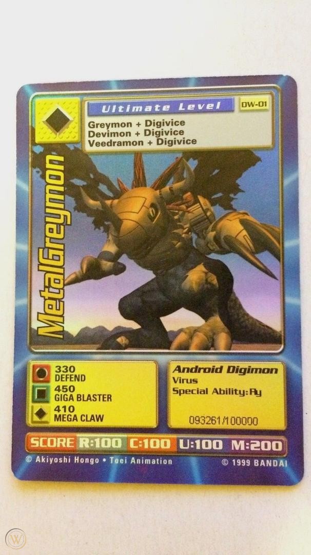 Digimon World PlayStation Promo DW-01 MetalGreymon - number 093261 / 100,000