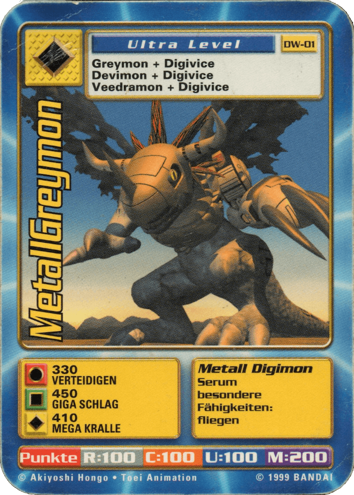 German comic DW-01 MetalGreymon card