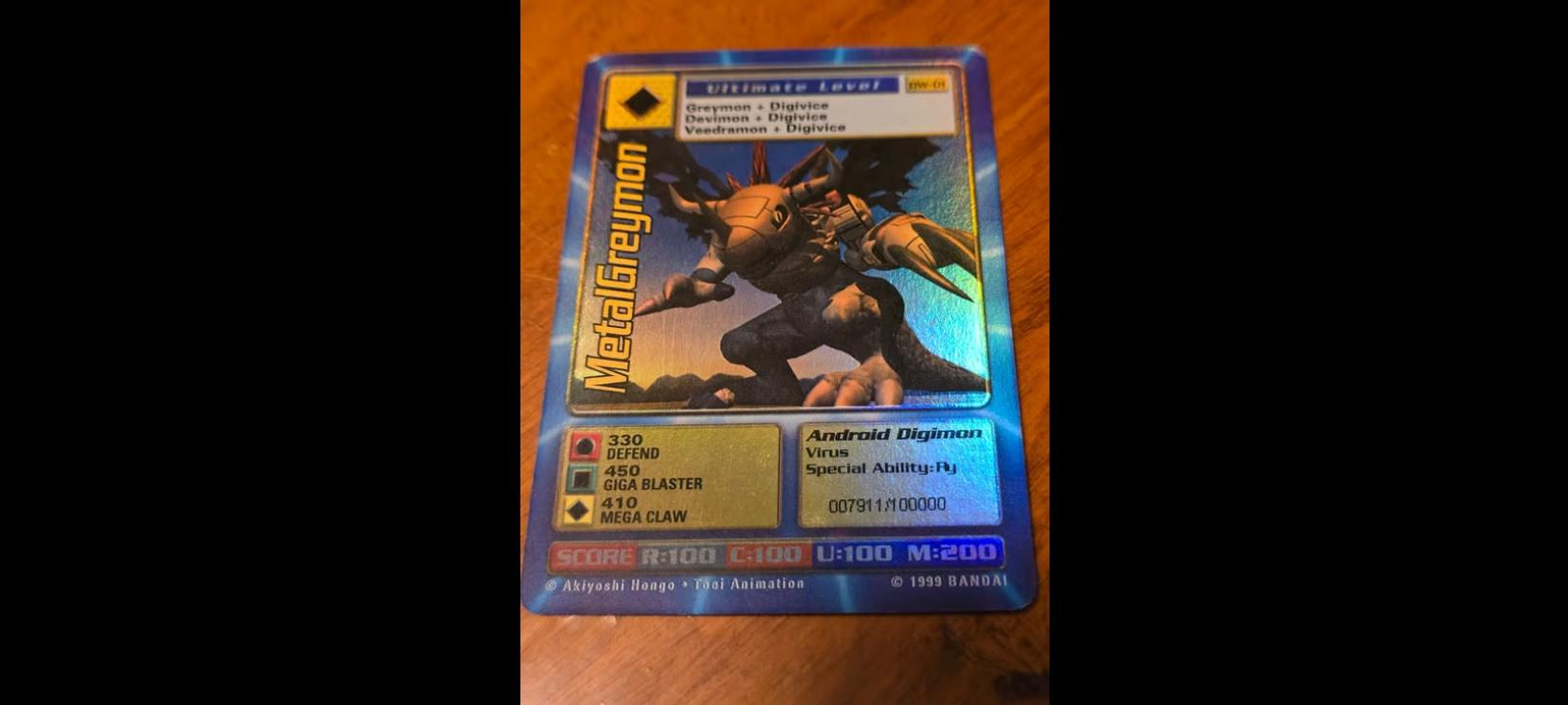 Digimon World Promo Card DW-01, serialized number 007911