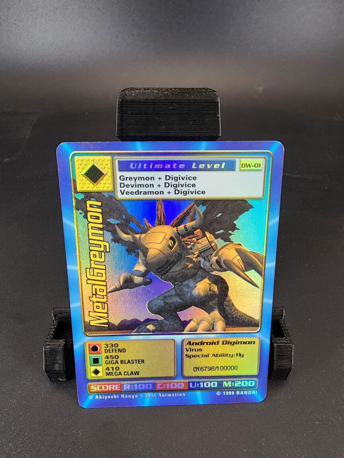 Digimon World Promo Card DW-01, serialized number 016798