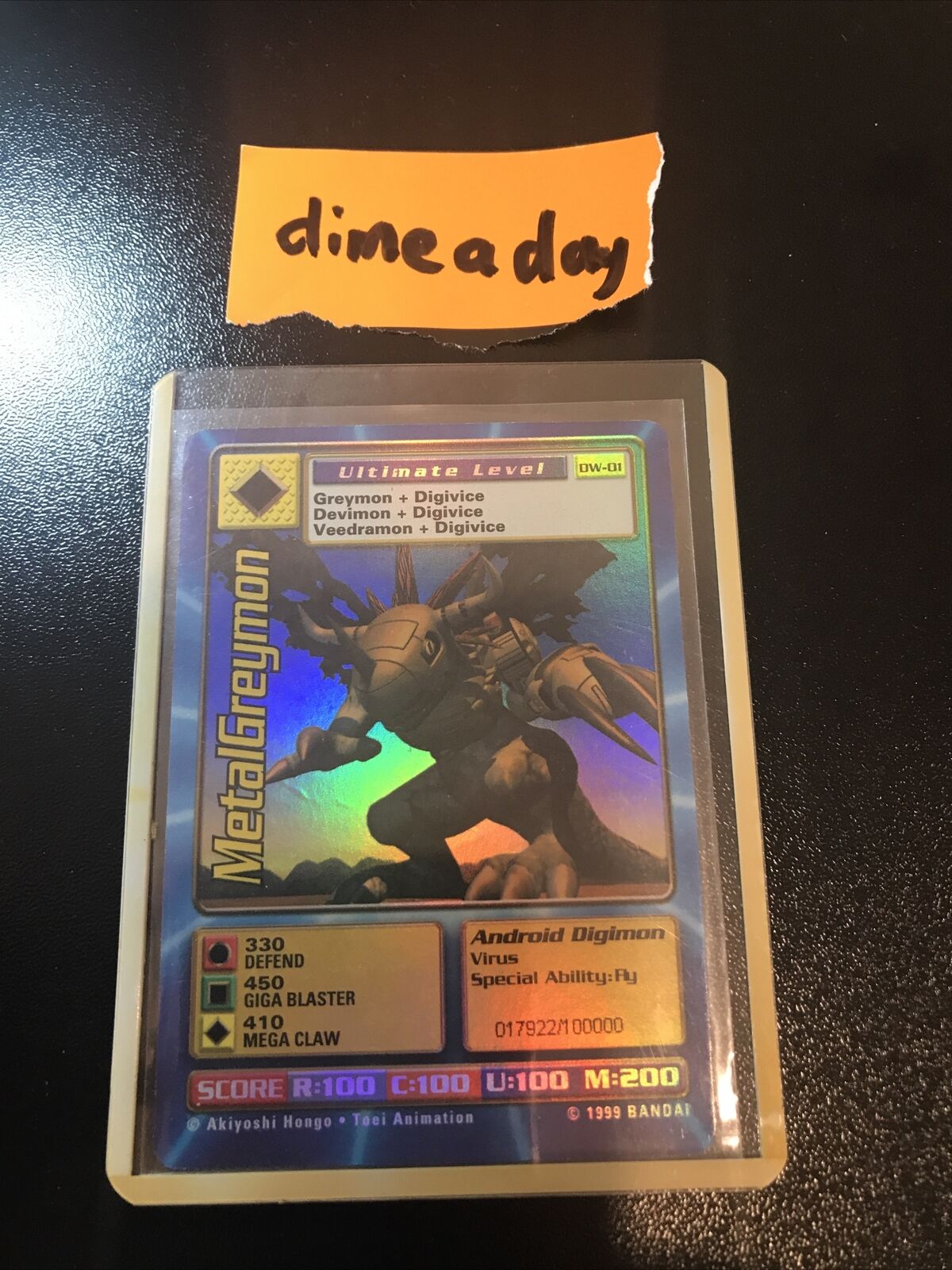 Digimon World Promo Card DW-01, serialized number 017922