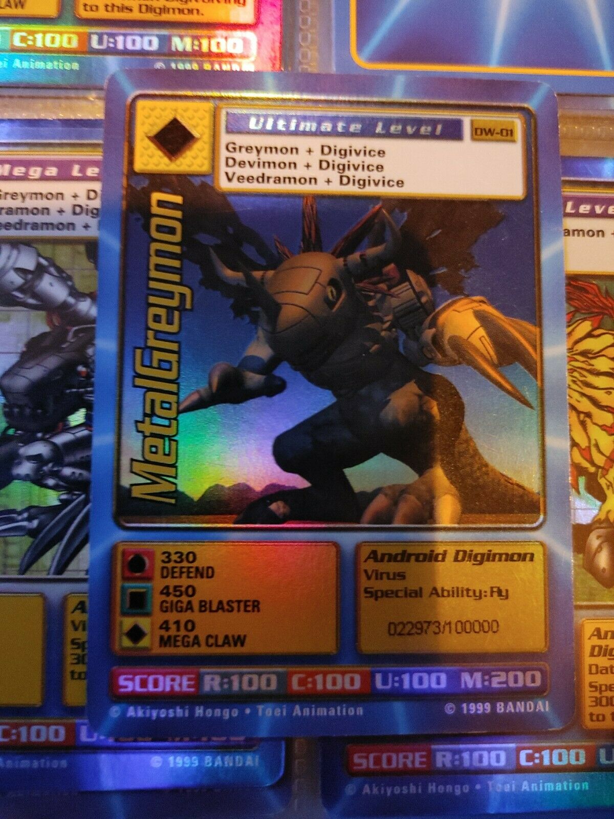 Digimon World Promo Card DW-01, serialized number 022973